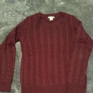 H&M Burgundy Cable Knit Sweater